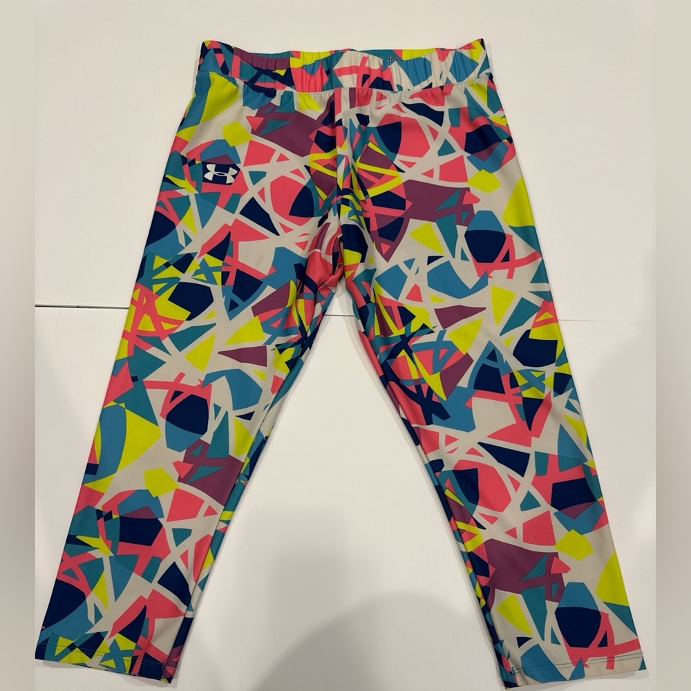 Under Armour Heatgear Capri Leggings Colorful Compression Running Yoga M